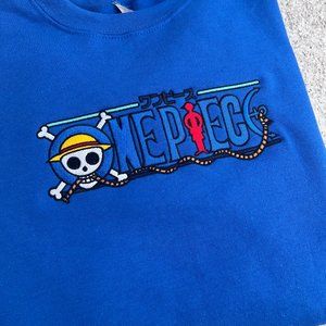 ONE piece LOGO embroidered CREWNECK